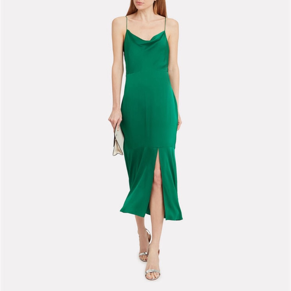 INTERMIX NWT Paris Charmeuse Slip Dress Emerald Green Size 2